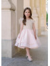 Light Pink Satin Pearl Embellished Flower Girl Dress